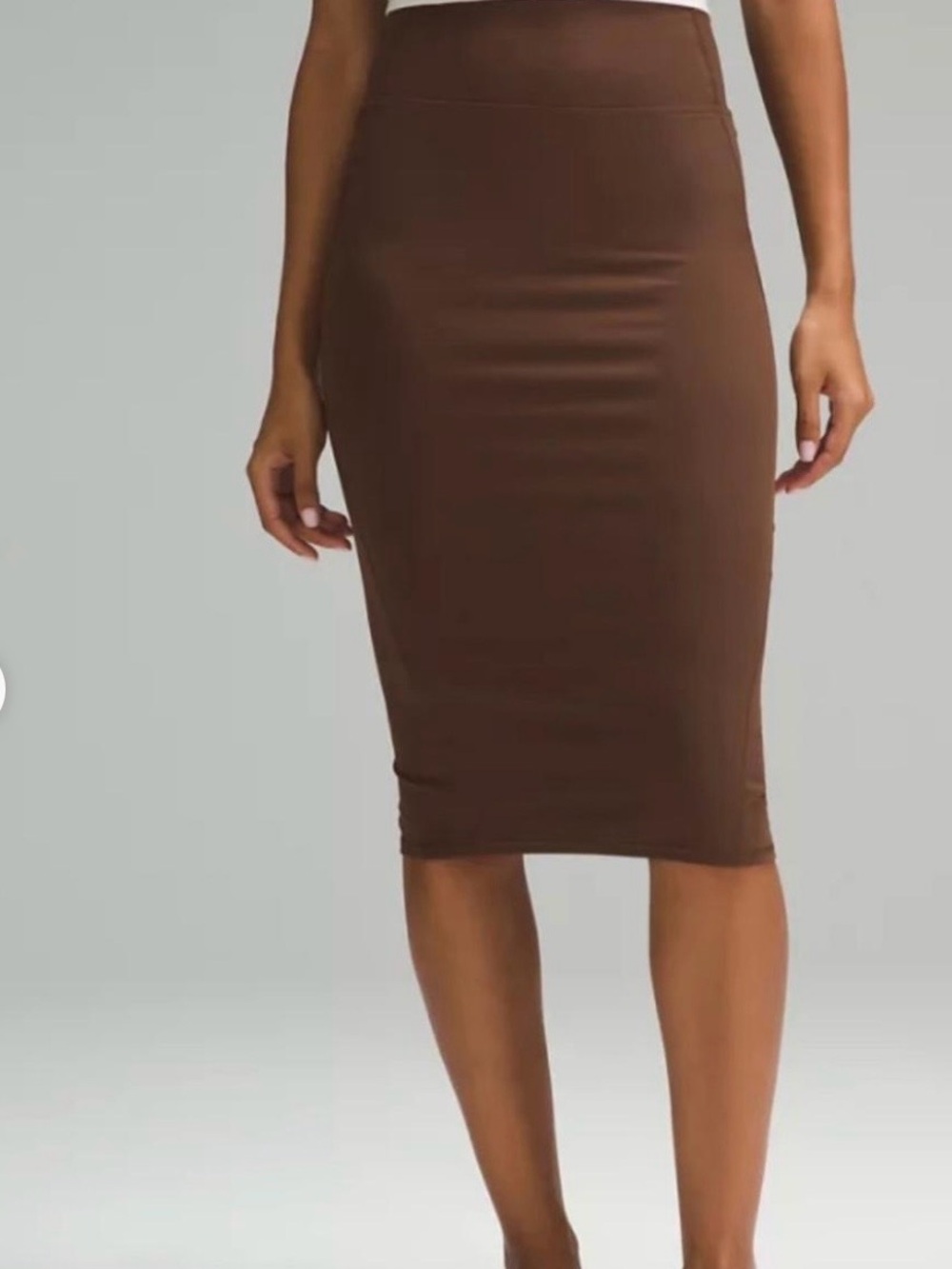 Lululemon Nulu HR Chocolate Brown Midi Pencil Skirt